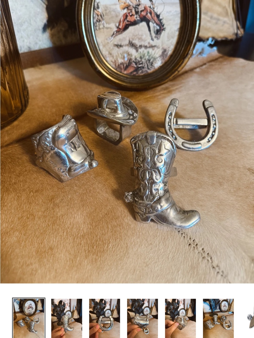 2 sets!!! Silver Cowboy Boot and Western Charm Set